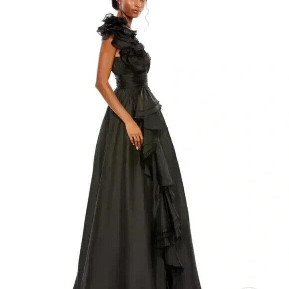 Mac Duggal Black Ruffled Evening Gown - Picture 2 of 9